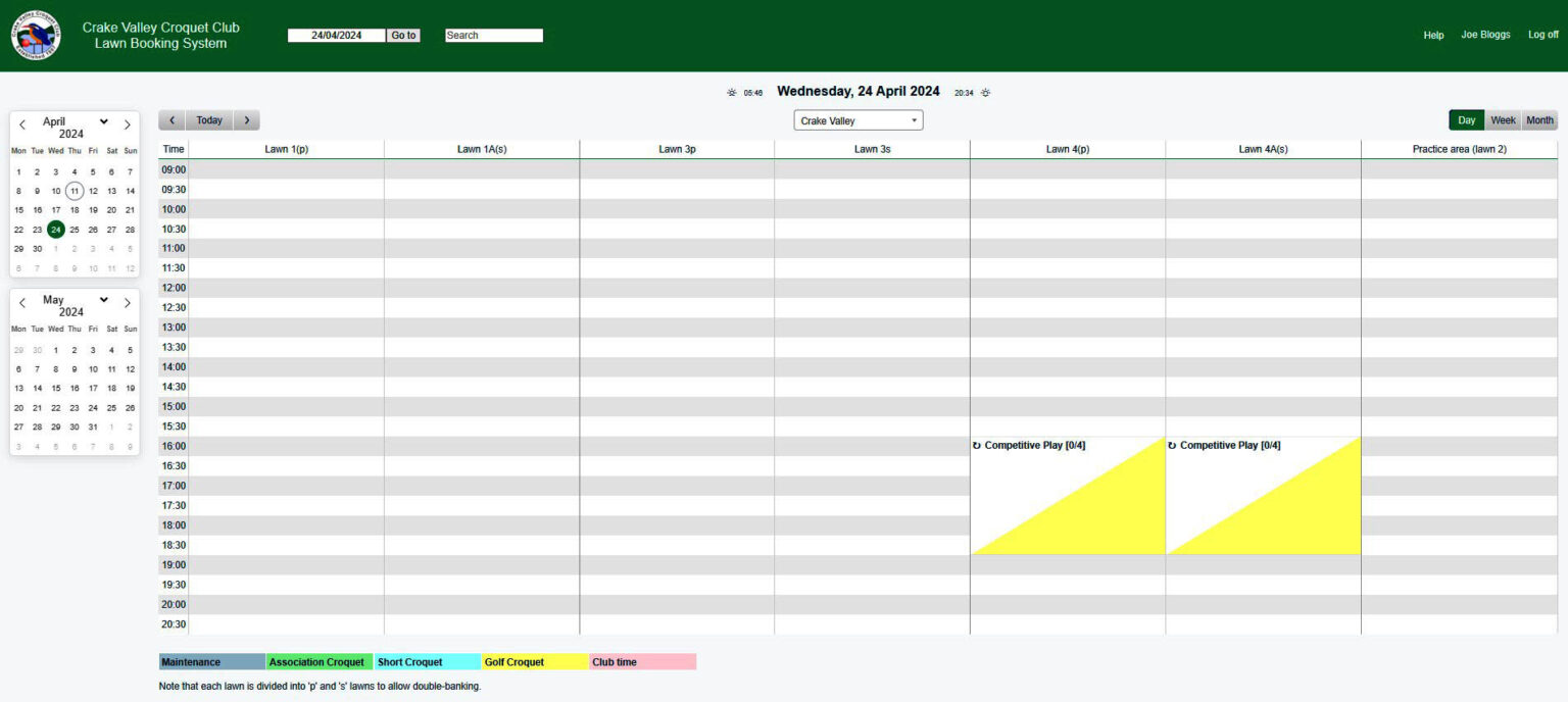 Using the Lawn Booking System Crake Valley Croquet